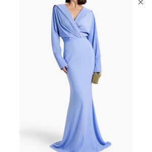 Rhea Costa Sky Blue Draped Gown